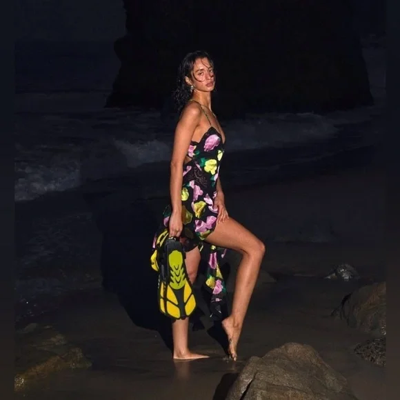 FOR LOVE & LEMONS Madison Mini Dress in Black Floral Size XS - Picture 4 of 8